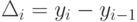 \Delta_{i} = y_{i} - y_{i-1}