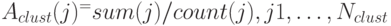 A_{clust}(j)^=sum(j)/count(j),j1,\ldots ,N_{clust}