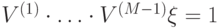 V^{(1)}\cdot\ldots\cdot V^{(M-1)}\ket{\xi}=\ket{1}