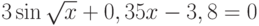 3\sin\sqrt{x}+0,35x-3,8=0