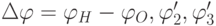 \Delta\varphi=\varphi_H-\varphi_O, \varphi'_2, \varphi'_3