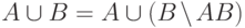 A\cup B = A \cup (B {\mspace{2mu}{\setminus}\mspace{2mu}} AB)