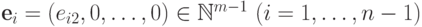 \textbf{e}_i= (e_{i2},0,\dots,0) \in \mathbb N^{m-1}\ (i=1,\dots,n-1)