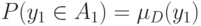 P(y_1\in A_1)=\mu_D(y_1)