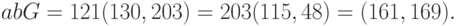 abG = 121(130, 203) = 203(115, 48) = (161,169).