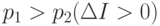 p_{1}>p_{2} (\Delta I>0)