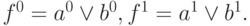 f^0=a^0 \vee b^0,f^1=a^1 \vee b^1.