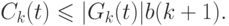 \eq{
C_k(t) \le |G_k(t)| b(k + 1).
}