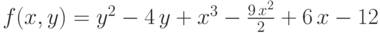 f(x,y) = {y}^{2}-4\,y+{x}^{3}-\frac{9\,{x}^{2}}{2}+6\,x-12