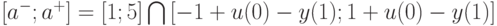 \left [ a^-;a^+ \right ]=\left [1;5 \right ] \bigcap \left [ -1+u(0)-y(1);1+u(0)-y(1)\right ]