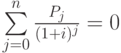 $$\sum \limits_{j=0}\limits^{n}\frac{P_{j}}{(1+i)^{j}}=0$$