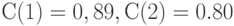 С(1) = 0,89, С(2) = 0.80