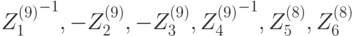 {Z_1^{(9)}}^{-1},-Z_2^{(9)},-Z_3^{(9)},{Z_4^{(9)}}^{-1},Z_5^{(8)},Z_6^{(8)}