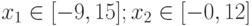 x_1 \in [-9,15]; x_2 \in [-0,12]