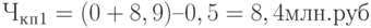 Ч_к_п_1 = (0 +8,9) – 0,5 = 8,4 млн. руб