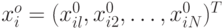 x^{o}_{i} = (x^{0}_{il}, x^{0}_{i2},\dots ,x^{0}_{iN})^{T}