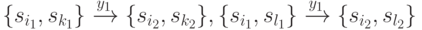 \{s_{i_1}, s_{k_1}\}\xrightarrow {y_1} \{s_{i_2}, s_{k_2}\}, \{s_{i_1}, s_{l_1}\} \xrightarrow {y_1}\{s_{i_2}, s_{l_2}\}