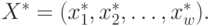 X^{*} = (x^{*}_{1}, x^{*}_{2}, \dots , x^{*}_{w}).