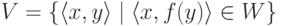 V = \{ \langle  x,y\rangle \mid \langle  x, f(y)\rangle \in W\}