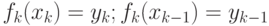 f_k(x_k)=y_k;f_k(x_{k-1})=y_{k-1}