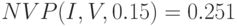 NVP(I,V,0.15)=0.251