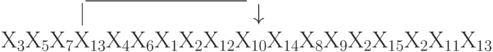 \begin{array}{l}
\phantom{Х_{3} Х_{5} Х_{7}}\: | \overline{ \phantom{Х_{4} Х_{6} Х_{1}Х_{2} Х_{12} Х_{10}}}\downarrow\\
Х_{3} Х_{5} Х_{7}Х_{13} Х_{4} Х_{6} Х_{1}Х_{2} Х_{12} Х_{10}Х_{14} Х_{8} Х_{9} Х_{2} Х_{15} Х_{2}Х_{11} Х_{13}
\end{array}