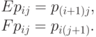 Ep_{ij}=p_{(i+1)j},\\
Fp_{ij}=p_{i(j+1)}.