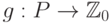  g: P \to \mathbb {Z}_0 